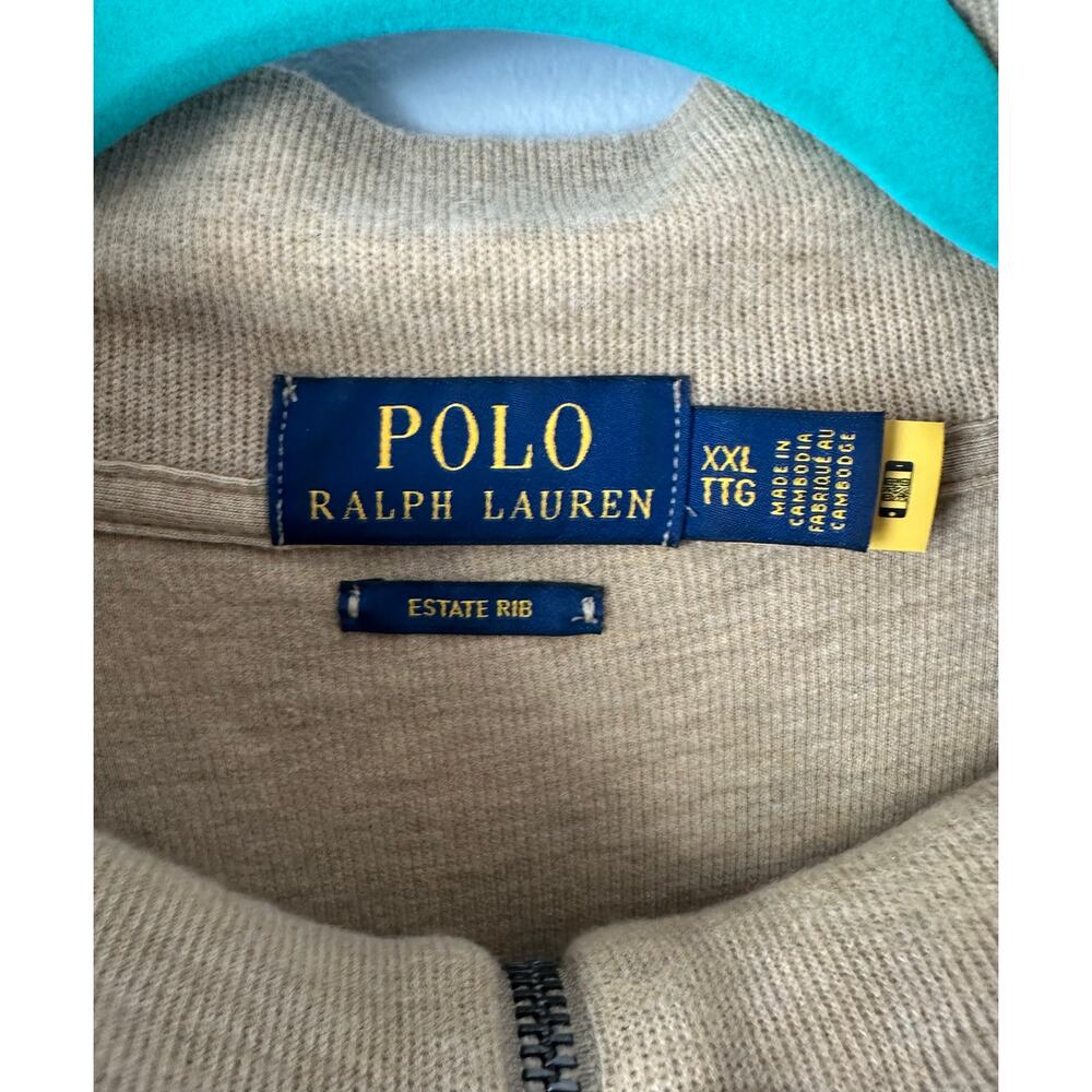 Polo Ralph Lauren Quarter Zip Mens Beige Sweater 2XL - Picture 3 of 8